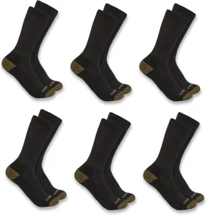 Carhartt Men's Midweight Synthetic Blend Crew Sock 6 Pack