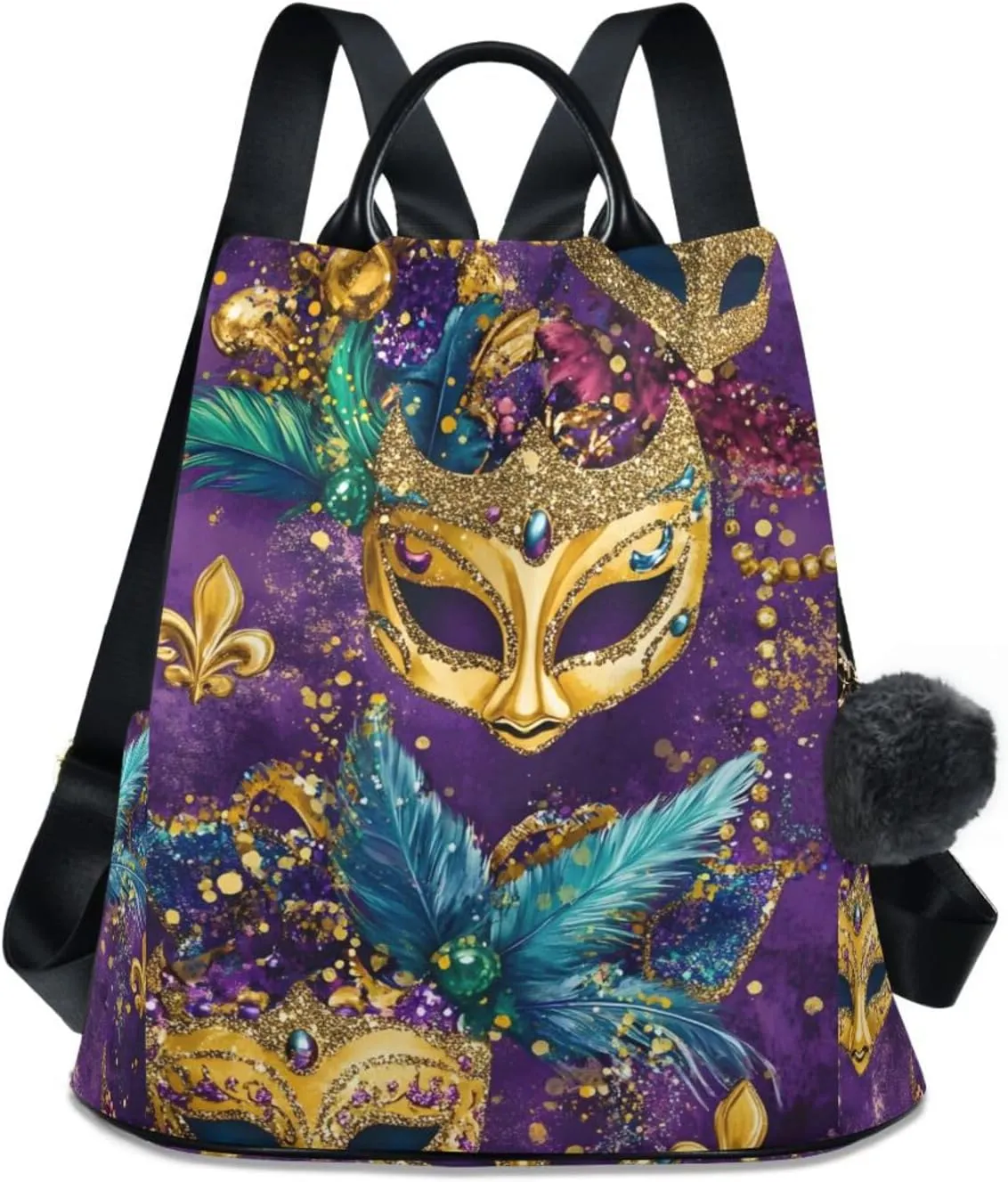 Carnival Mask Backpack for Women Anti Theft Large Fashion Travel Shoulder Bag Purse Rucksack Lightweight