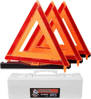 CARTMAN 3 Pack Warning Triangle DOT Approved, Identical to United States FMVSS 571 125 Reflective Warning Road Safety Triangle Kit with White Case