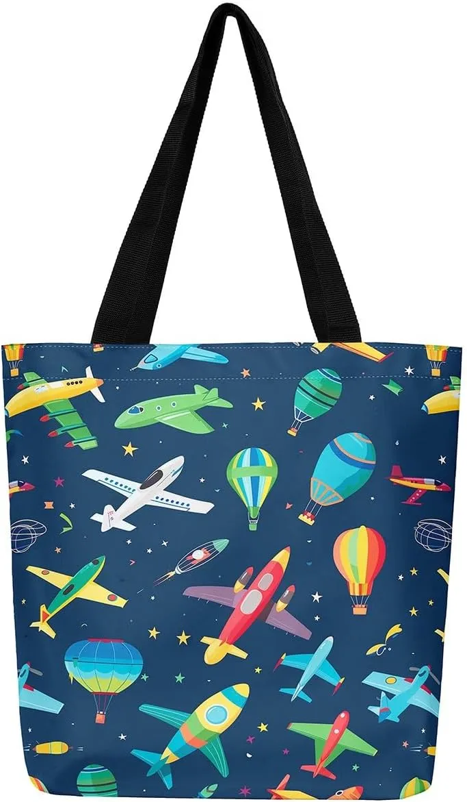 Cartoon Animal Canvas Tote Bag,Cute Tropical Wildlife Shoulder Handbags for Shopping Gym Yoga,Large Capacity