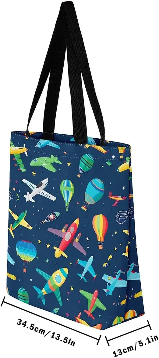 Cartoon Animal Canvas Tote Bag,Cute Tropical Wildlife Shoulder Handbags for Shopping Gym Yoga,Large Capacity