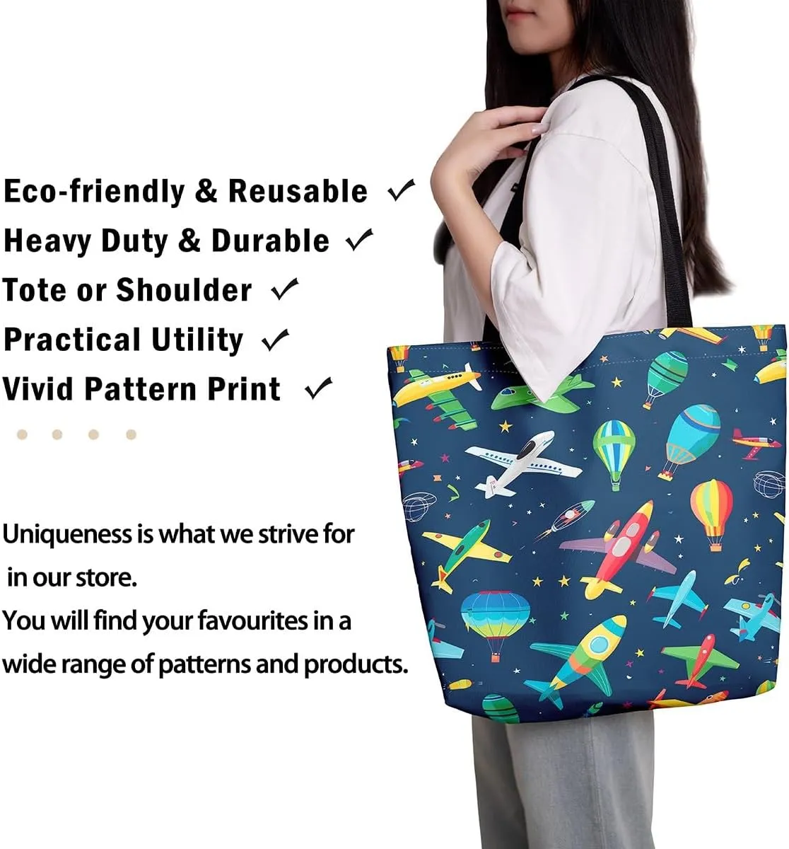 Cartoon Animal Canvas Tote Bag,Cute Tropical Wildlife Shoulder Handbags for Shopping Gym Yoga,Large Capacity
