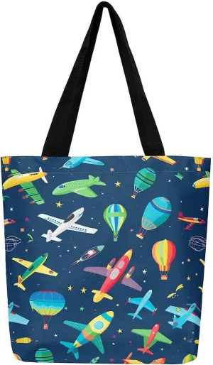 Cartoon Animal Canvas Tote Bag,Cute Tropical Wildlife Shoulder Handbags for Shopping Gym Yoga,Large Capacity