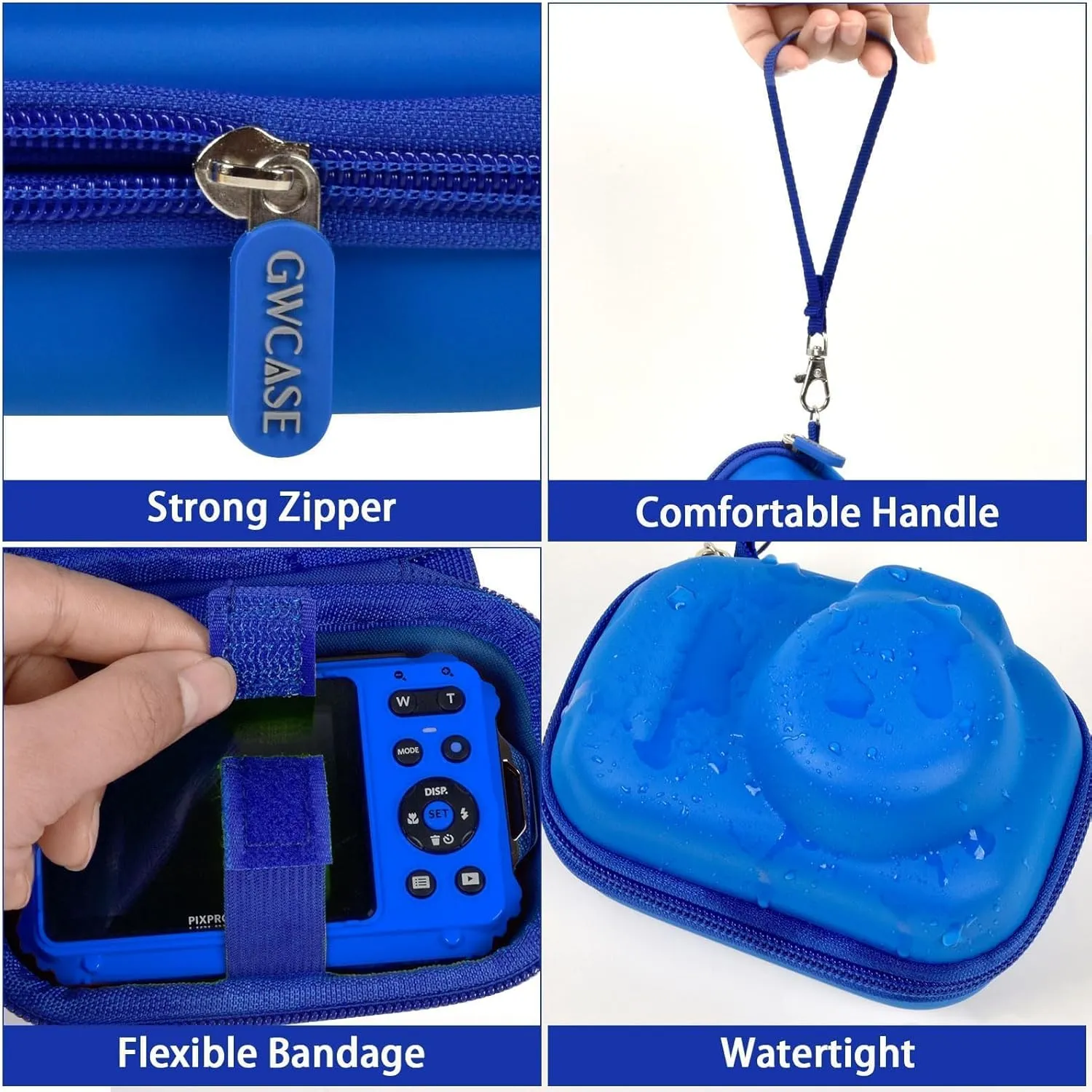Case Compatible with PIXPRO WPZ2 Rugged Digital Camera, Travel Storage Protective Holder for Point and Shoot Digital Cameras, SD Card, Batteries Accessories- Blue (Box Only)