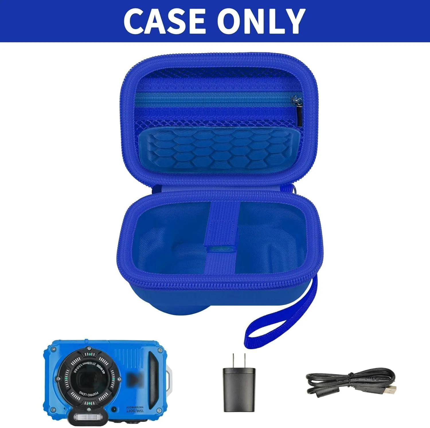 Case Compatible with PIXPRO WPZ2 Rugged Digital Camera, Travel Storage Protective Holder for Point and Shoot Digital Cameras, SD Card, Batteries Accessories- Blue (Box Only)