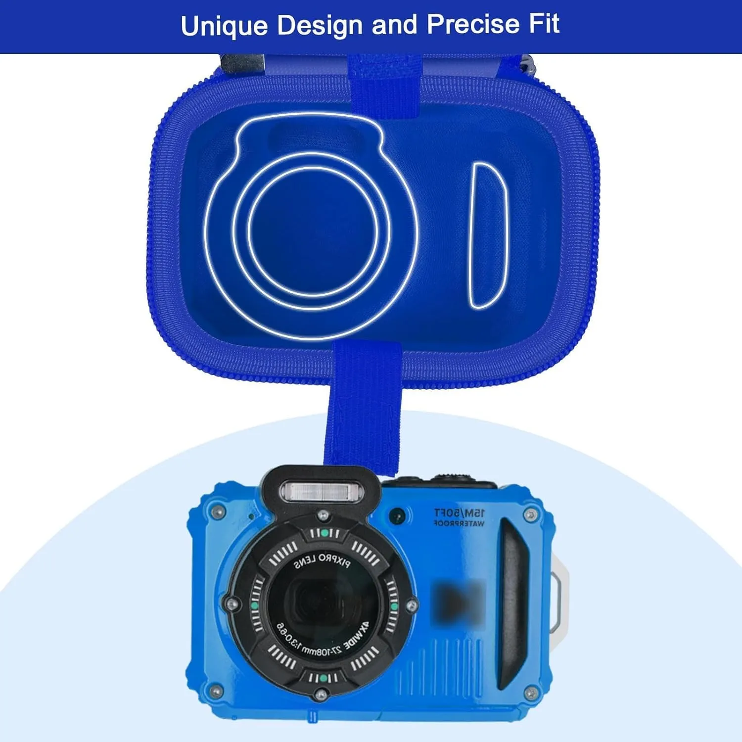 Case Compatible with PIXPRO WPZ2 Rugged Digital Camera, Travel Storage Protective Holder for Point and Shoot Digital Cameras, SD Card, Batteries Accessories- Blue (Box Only)
