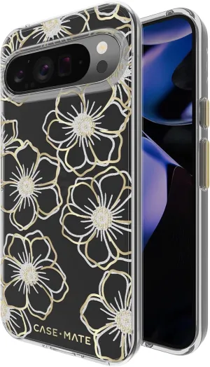 Case-Mate Google Pixel 9 Pro XL Case [6.8”,2024] [12ft Drop Protection] [Wireless Charging] Floral Gems Phone Case for Google Pixel 9 Pro XL - Sparkly Rhinestones Cover - Shockproof, Anti Scratch