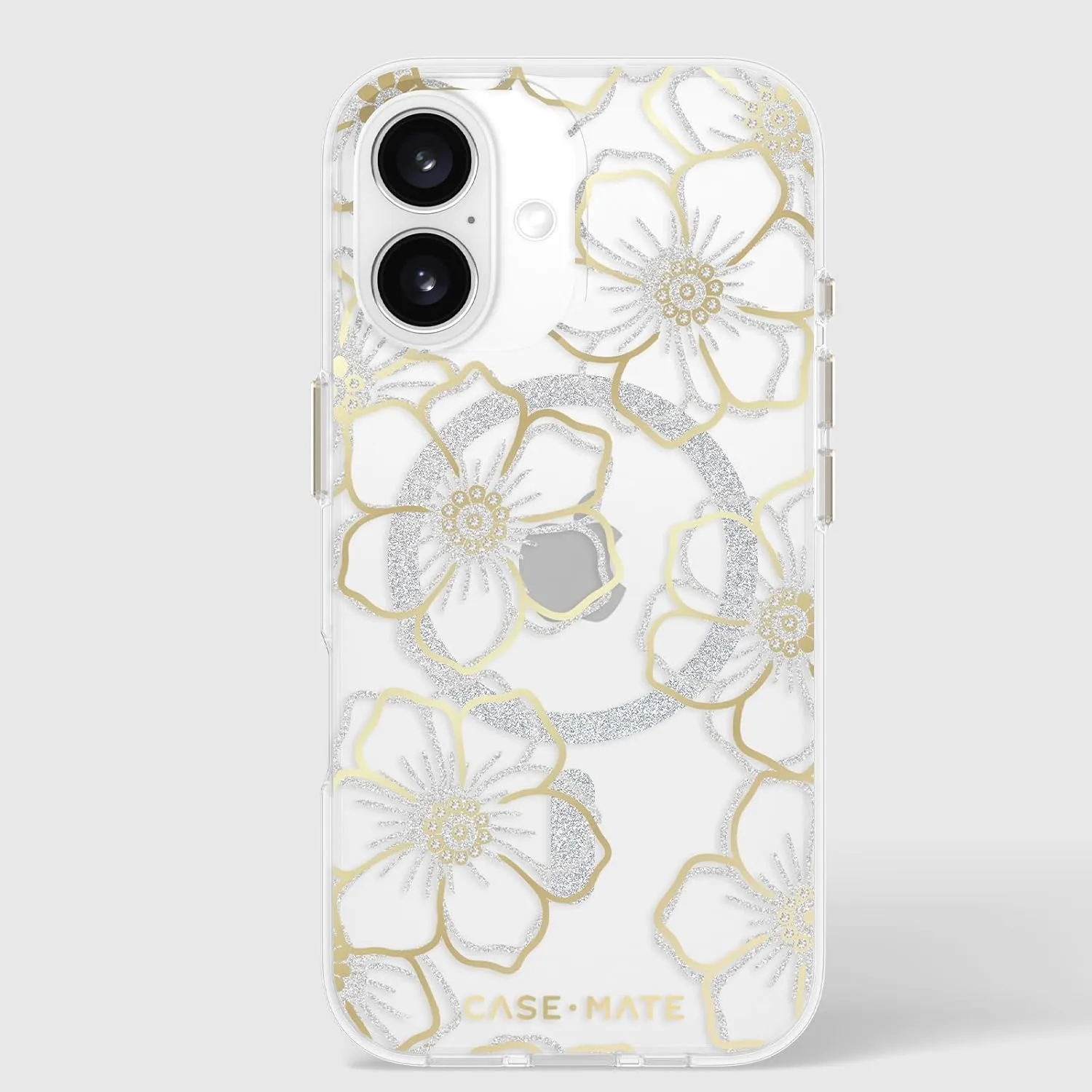 Case-Mate iPhone 16 Case [Compatible with MagSafe] - Sparkly Floral Phone Case with 12ft Drop Protection - Premium Magnetic Cover for iPhone 16 - Floral Gems