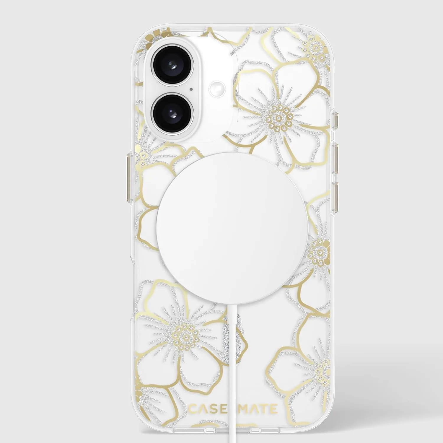 Case-Mate iPhone 16 Case [Compatible with MagSafe] - Sparkly Floral Phone Case with 12ft Drop Protection - Premium Magnetic Cover for iPhone 16 - Floral Gems