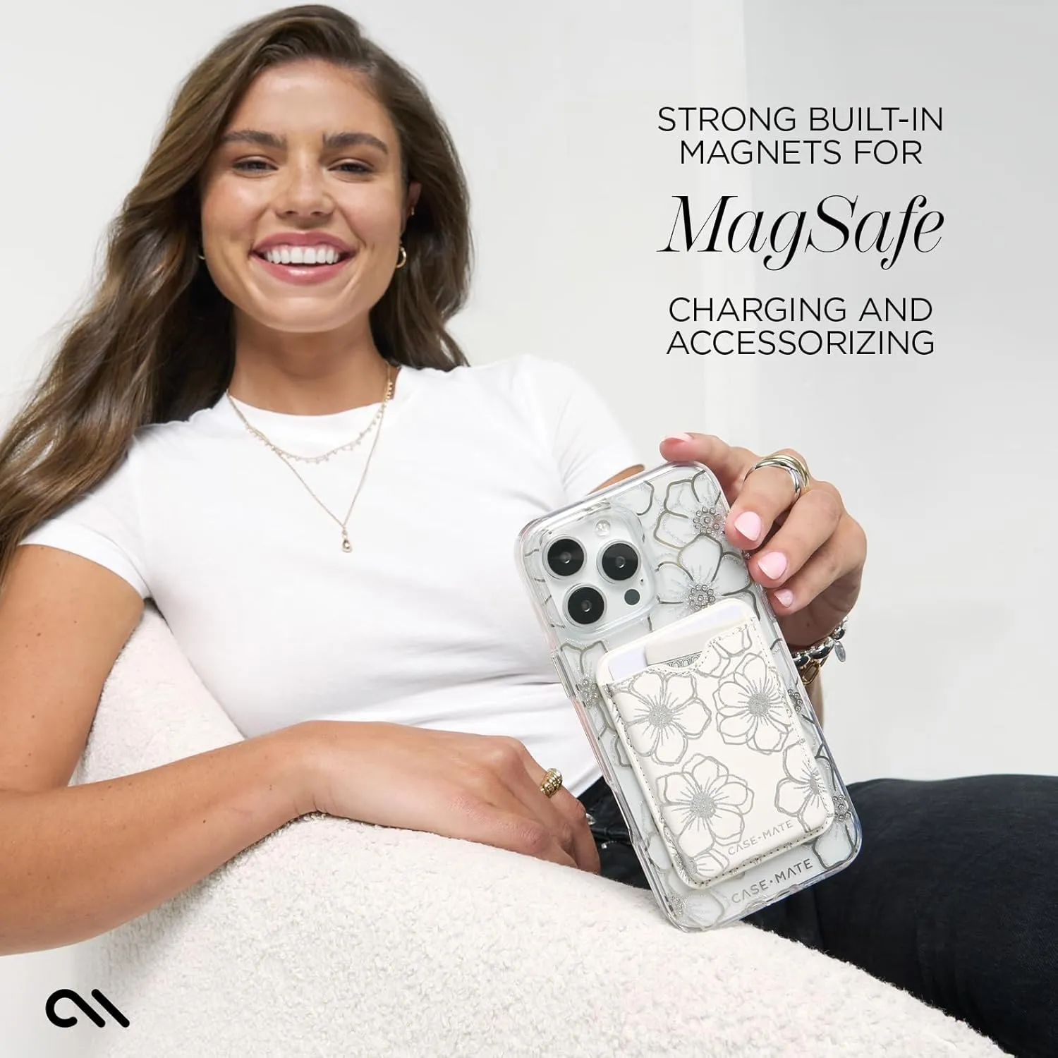 Case-Mate iPhone 16 Pro Case [Compatible with MagSafe] - Sparkly Floral Phone Case with 12ft Drop Protection - Premium Magnetic Cover for iPhone 16 Pro - Floral Gems