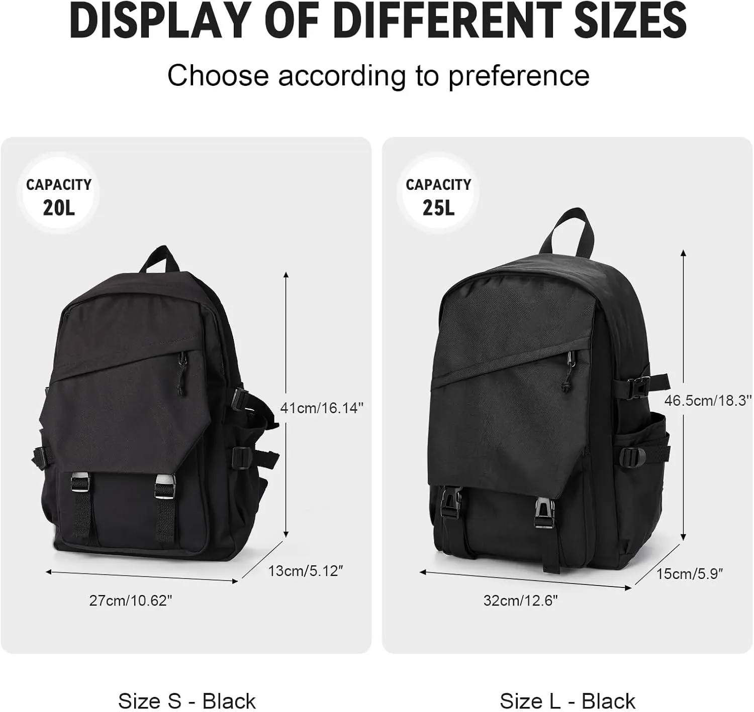 Casual Daypack Large upgraded version College Laptop Backpack for Men Women Water Resistant Lightweight School Bag Travel Rucksack Sports High Middle Bookbag girls Size L(Black)
