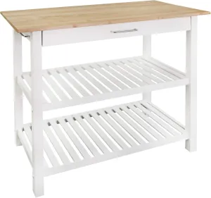 Casual Home Solid Wood Kitchen Island, Natural Maple Top, White Base (New) 40*20*36.5inch