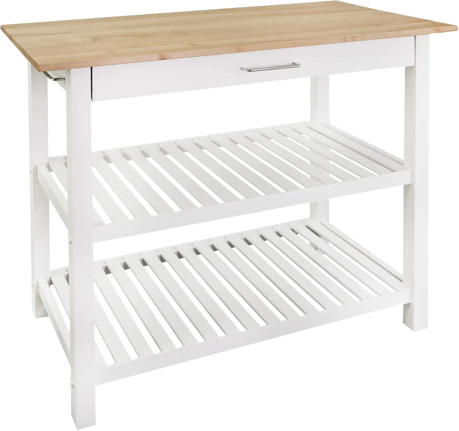 Casual Home Solid Wood Kitchen Island, Natural Maple Top, White Base (New) 40*20*36.5inch