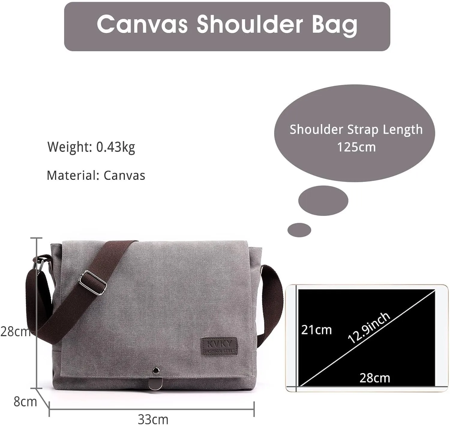 Casual Top Handle Briefcase Messenger Satchel for Work Vintage Men's Shoulder Canvas Tote Handbag Crossbody