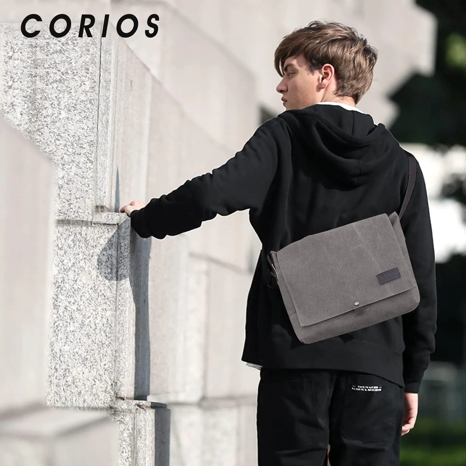 Casual Top Handle Briefcase Messenger Satchel for Work Vintage Men's Shoulder Canvas Tote Handbag Crossbody