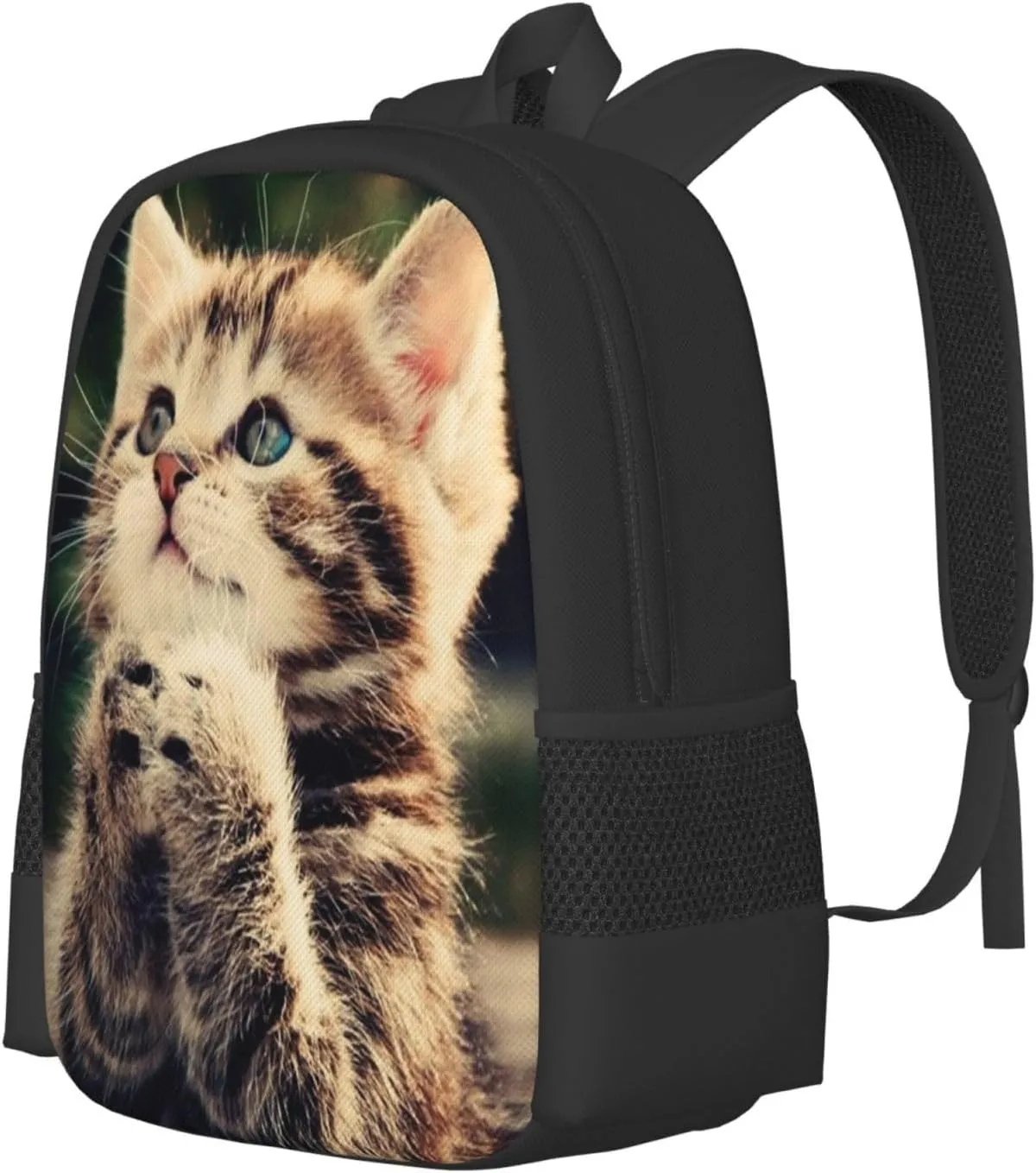 Cat Backpack Simple Aesthetic Bookbag for Women & Men Lightweight Adjustable Black Backpack for Travel Outdoor Sports