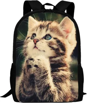 Cat Backpack Simple Aesthetic Bookbag for Women & Men Lightweight Adjustable Black Backpack for Travel Outdoor Sports