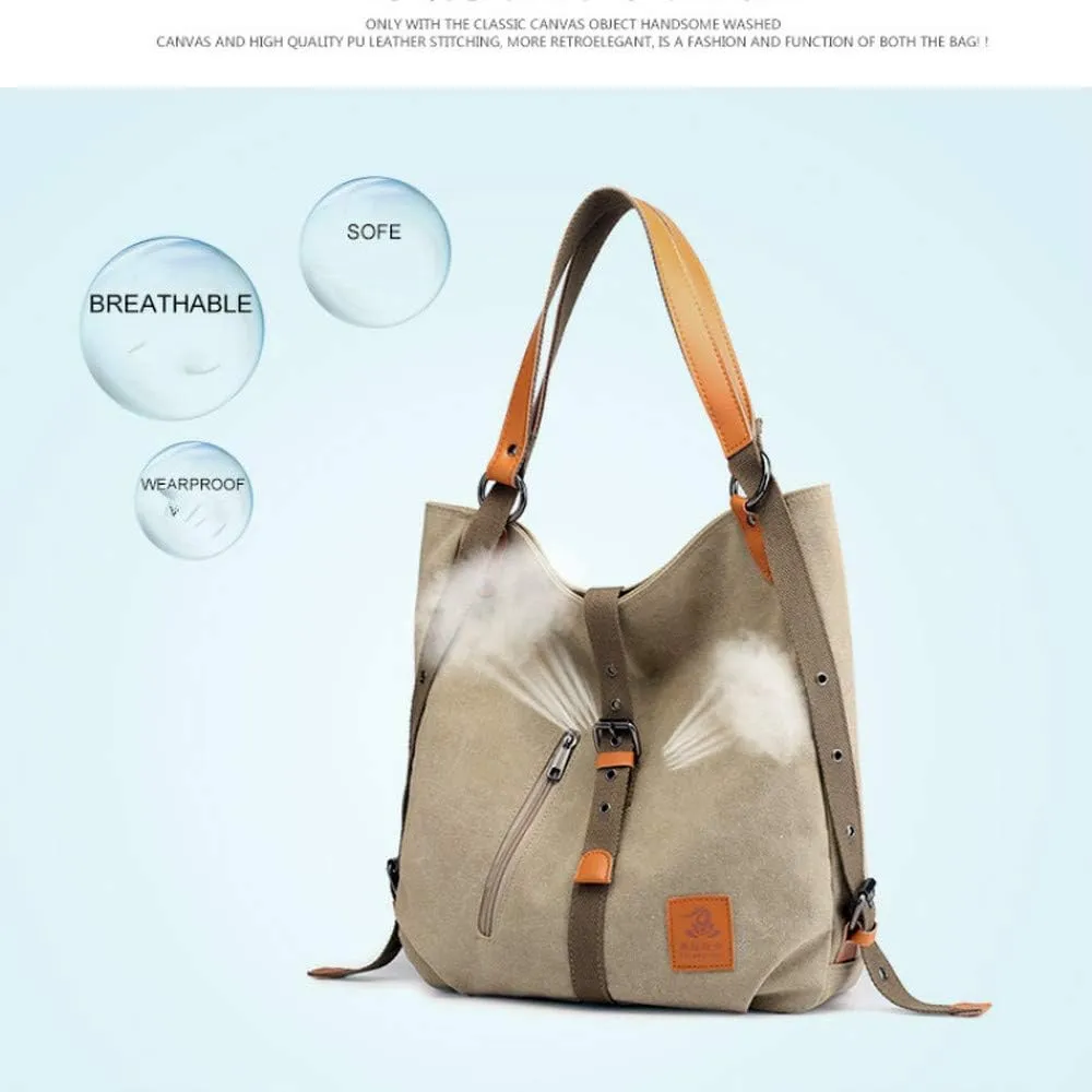 Cayla 3 Ways Canvas Purses Handbags Totes Shoulder Bag Backpack Hobo For Women