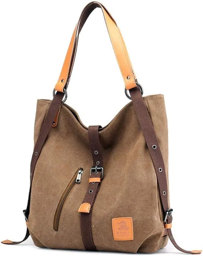 Cayla 3 Ways Canvas Purses Handbags Totes Shoulder Bag Backpack Hobo For Women
