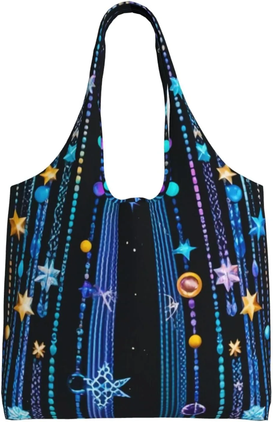 Celestial Cascade Print Canvas Tote Bag for Women, Large Capacity Casual Shoulder Handbags for Work Travel Shopping