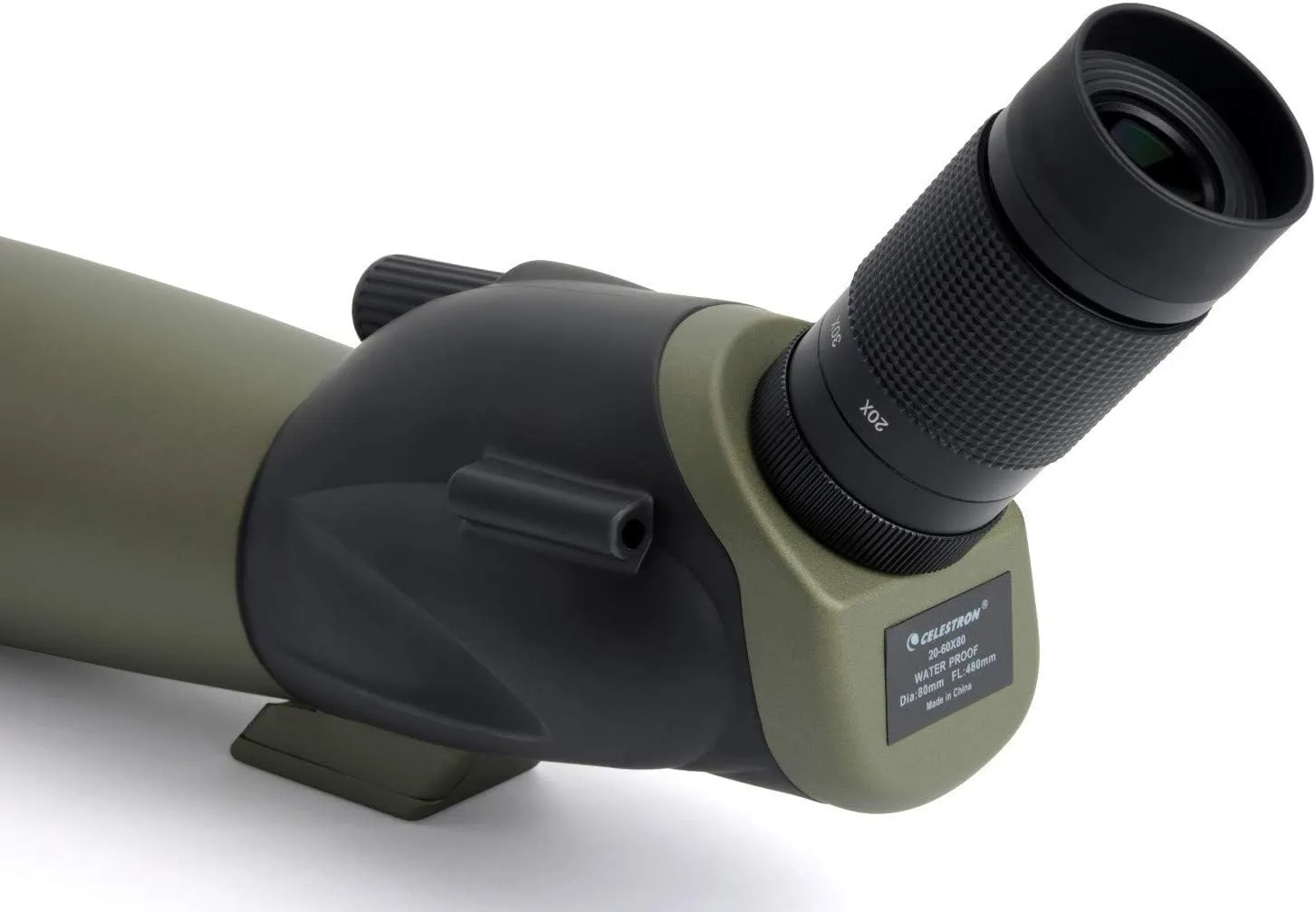 Celestron 52250 Ultima 20-60x80mm Angled Refractor Spotting Scope Telescope with Multi-Coated Optics, Waterproof Rubber Tubing and Soft Carry Case, Green