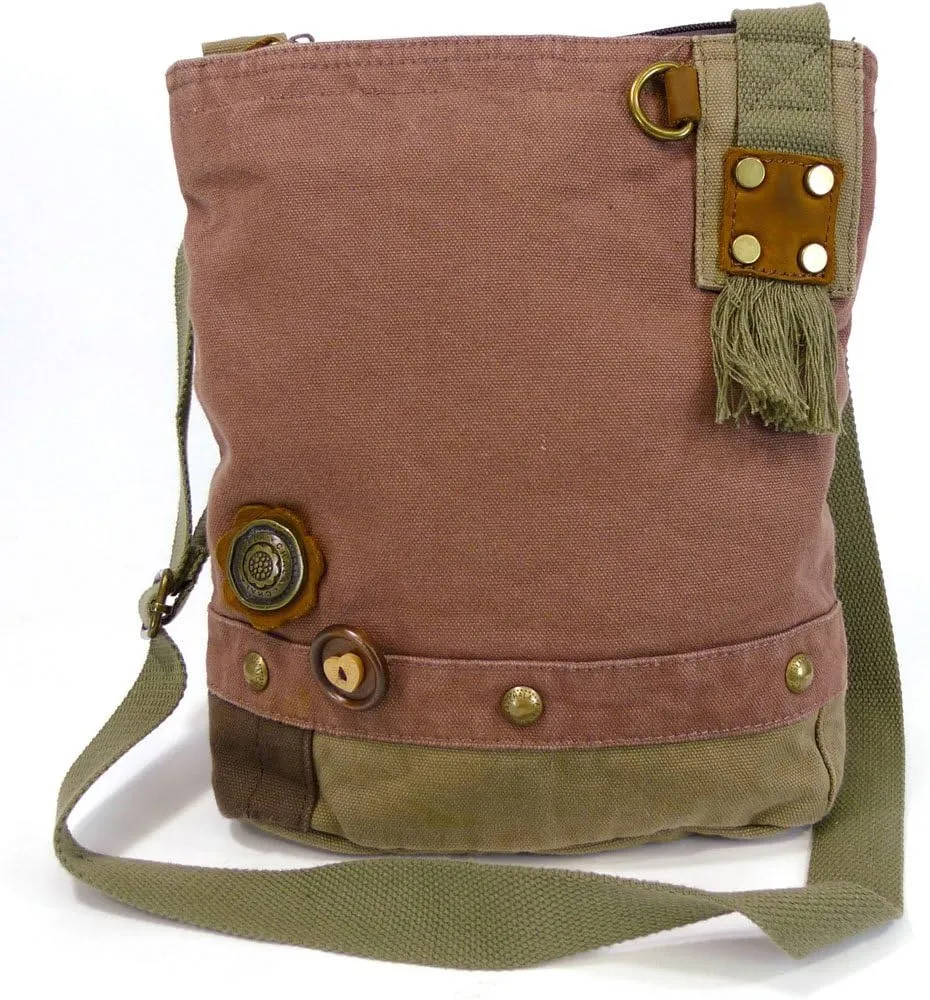 Chala Handbags Patchwork Crossbody Canvas Messenger Bags with Faux Leather Animal Coin Purse