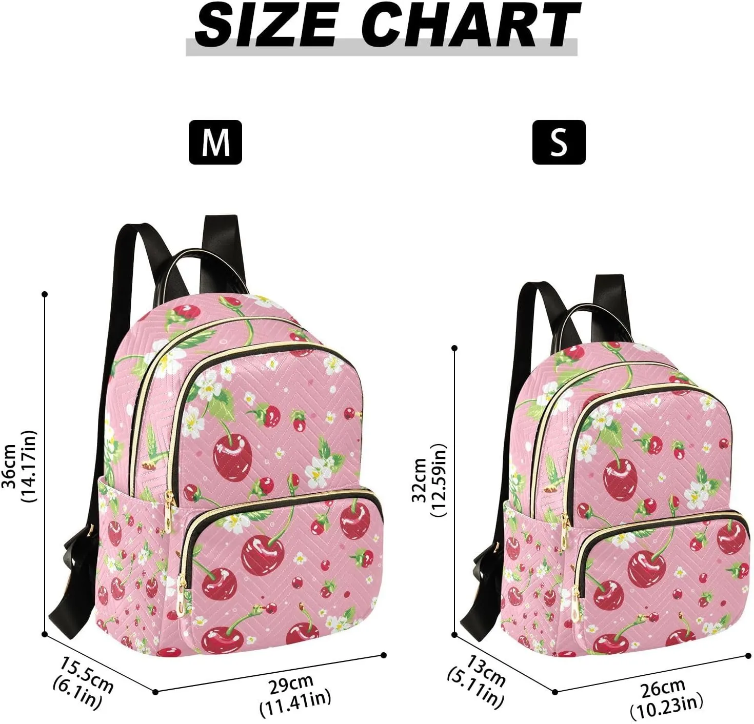 Cherries Flower Pink Mini Backpack Purse for Women Shoulder Bag Fashion Daypack Ladies Handbag Lightweight Travel Bag Rucksack