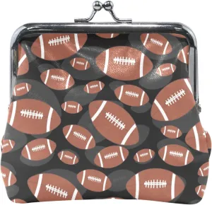 Chic Brown Black Football Coin Purse for Men Women Leather Buckle Kiss Lock Card Change Purse for Coin