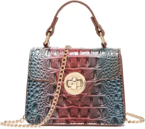 Chic Women Crocodile Leather bags Mini Top-Handle Clutch Compact Evening Bag Stylish Accessory for Essentials