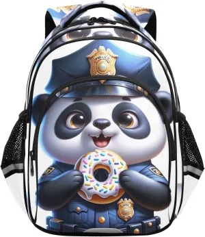 CHIFIGNO Cute Panda Donut Backpack for School with Reflective Stripes Travel Book Bag Girls Boys Lightweight Backpacks for Teens