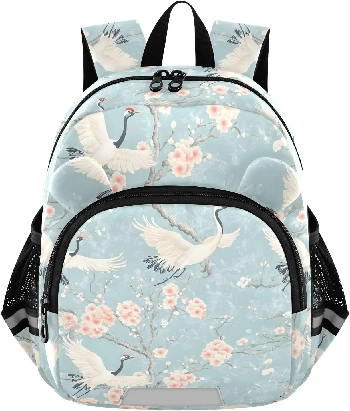 CHIFIGNO Peach Blossoms White Cranes Mini Toddler Backpack for Boys Girls Kids Backpacks Travel Book Bag