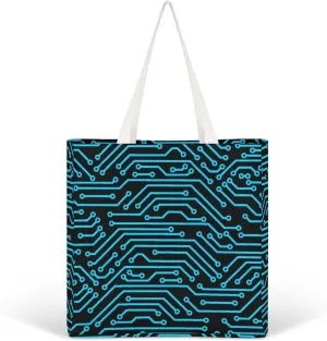 Circuit Board Fashion Women Handbags Full Printed Shopping Canvas Tote Bag For Work Travel