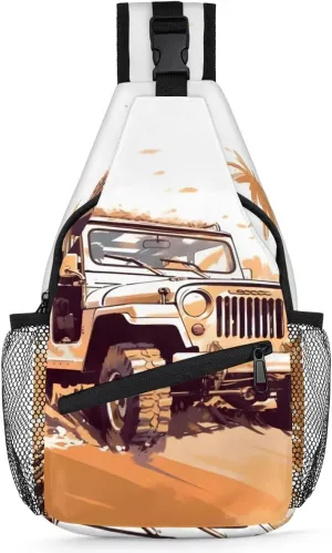 Classic Car Design Sling Bag for Women Men, Waterproof Crossbody Sling Backpack Travel Outdoor Sports Chest Bag