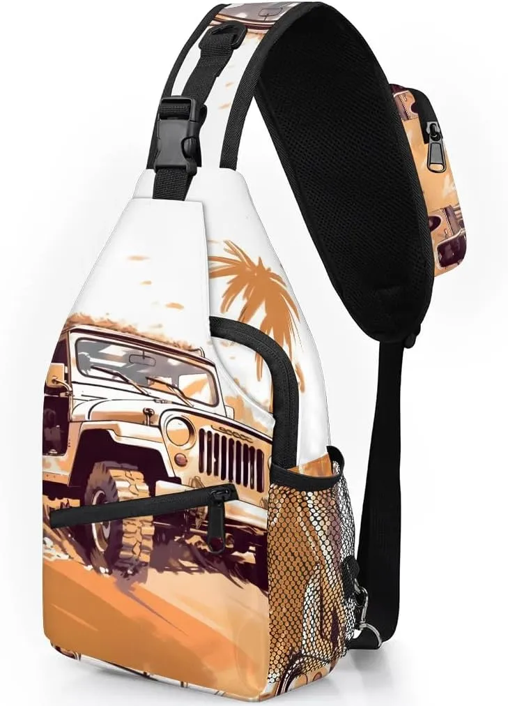 Classic Car Design Sling Bag for Women Men, Waterproof Crossbody Sling Backpack Travel Outdoor Sports Chest Bag