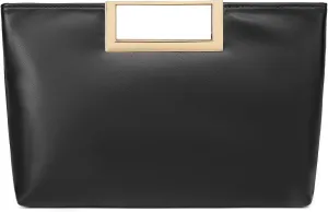 Classic Top-Handle Bag for Women Trendy Crossbody Clutch Purse PU Leather Fashion Handbag with a Mental Strap