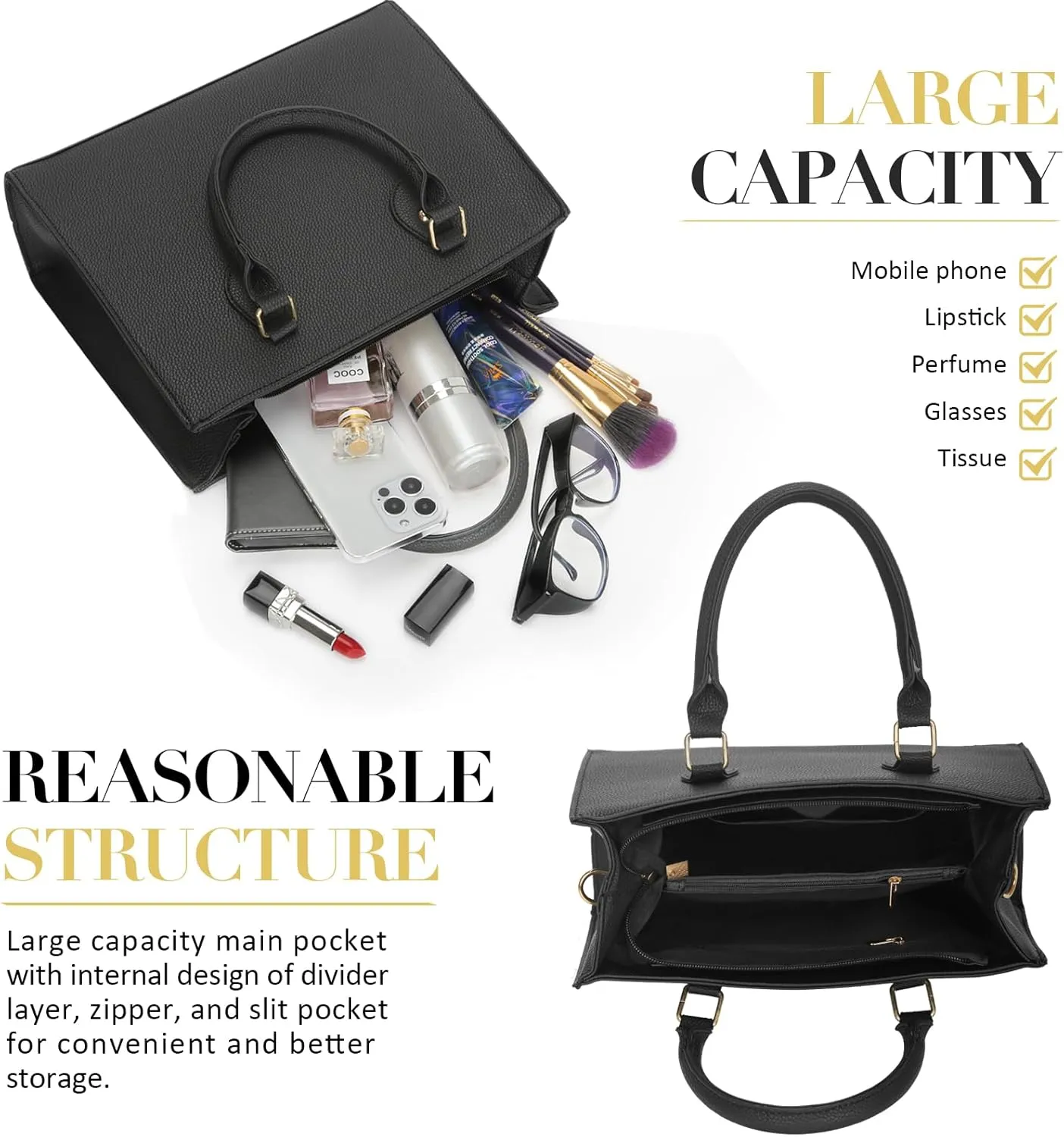 Classic Top Handle Bags with Zipper Vegan Leather Crossbody Bags Casual Tote Handbags for Women