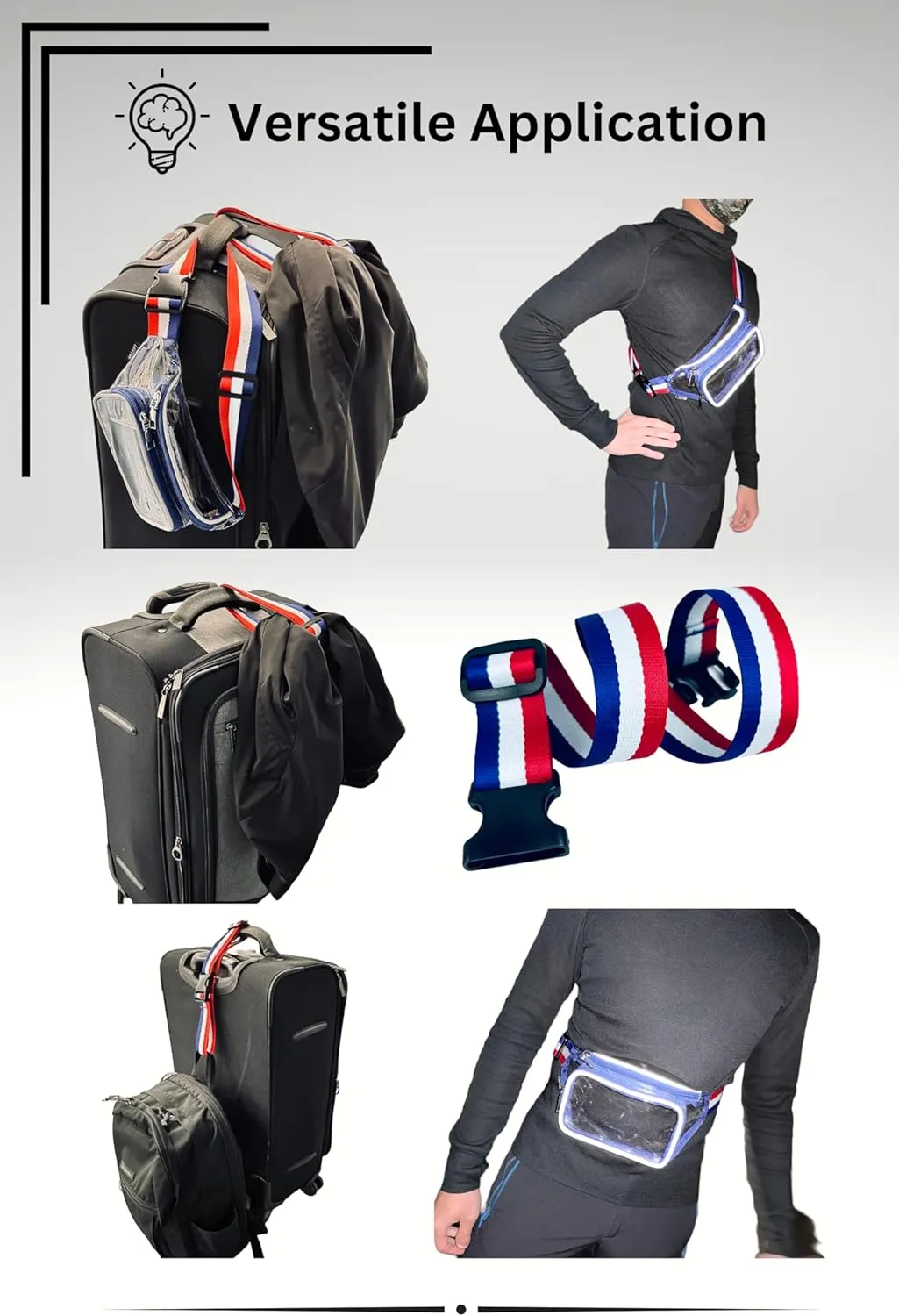 Clear Fanny Pack with Reflective Piping and 30" Extender - Stadium Approved Transparent Belt Bag, Adjustable for Concerts, Festivals, and Sports Events (Red)