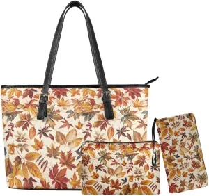 Coldinair Custom Handbags Top Handle Purse for Women,Leather Shoulder Bag Satchel Purse Work Bag 3PCS for Ladies Girls