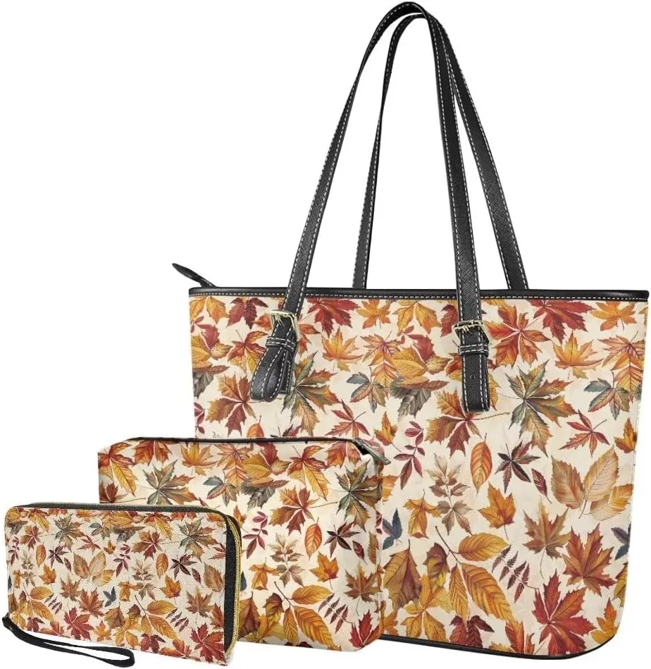 Coldinair Custom Handbags Top Handle Purse for Women,Leather Shoulder Bag Satchel Purse Work Bag 3PCS for Ladies Girls