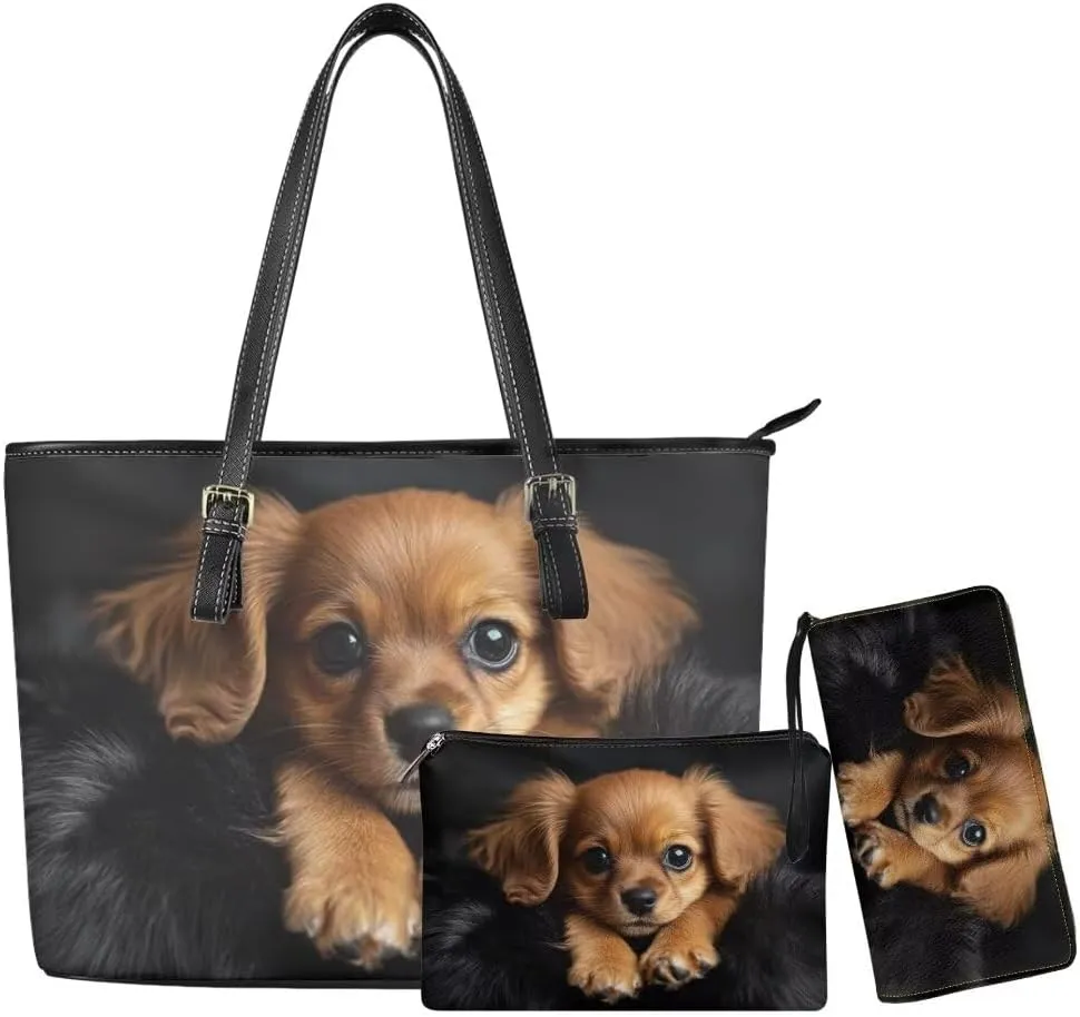 Coldinair Custom Wallet Purse Set Top Handle Handbags Personalized PU Leather Tote Work Bag Travel Large Casual Satchel