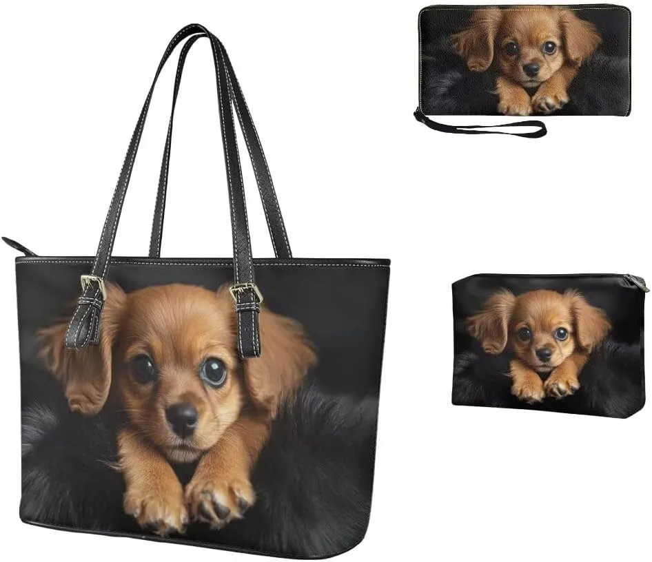 Coldinair Custom Wallet Purse Set Top Handle Handbags Personalized PU Leather Tote Work Bag Travel Large Casual Satchel