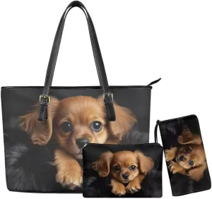Coldinair Custom Wallet Purse Set Top Handle Handbags Personalized PU Leather Tote Work Bag Travel Large Casual Satchel