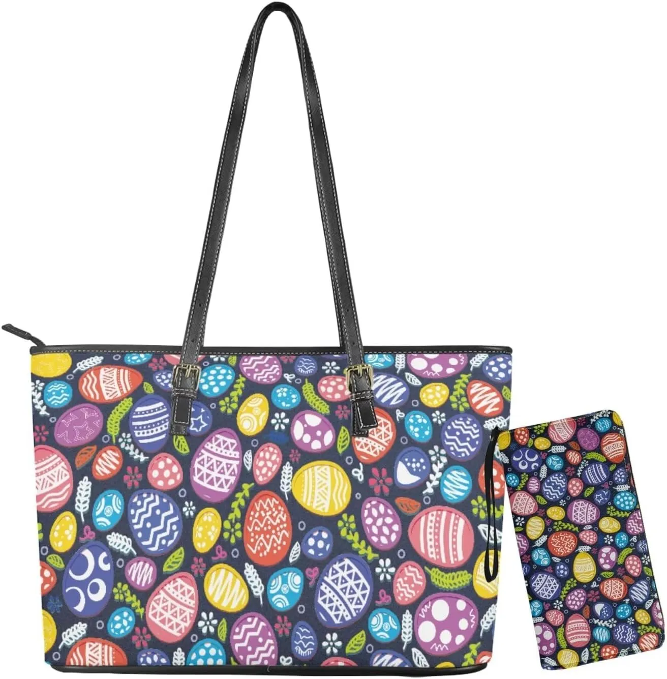 Coldinair Easter Handbag Tote Bag for Women Ladies Top Handle Purse and Wallet Set Leather Tote Purse for Women