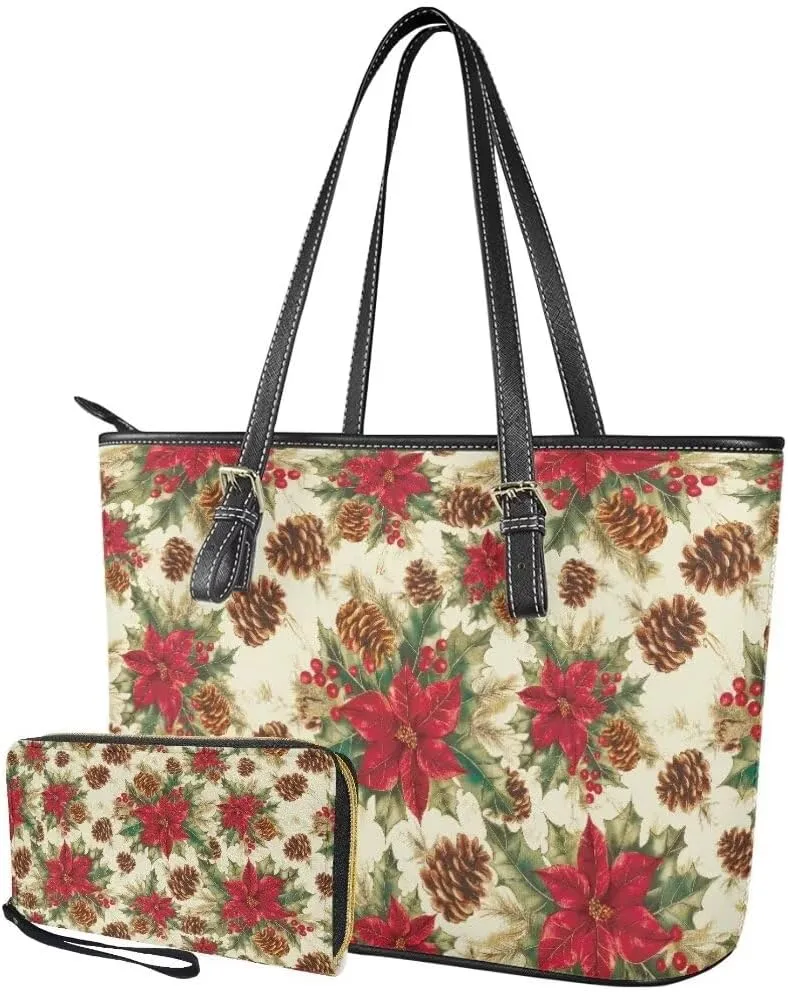 Coldinair Tote Handbags for Women Ladies,Large Top Handle Bags Matching Wallet Purse Set Leather Shoulder Bags Purse
