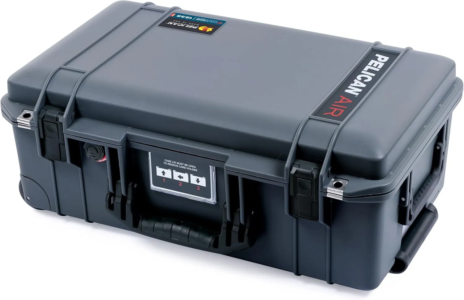 ColorCase Pelican Air 1535 Carry-on Case Graphite - Medium Size Waterproof Case with Mesh Lid Organizer Only - Black Handles & Latches