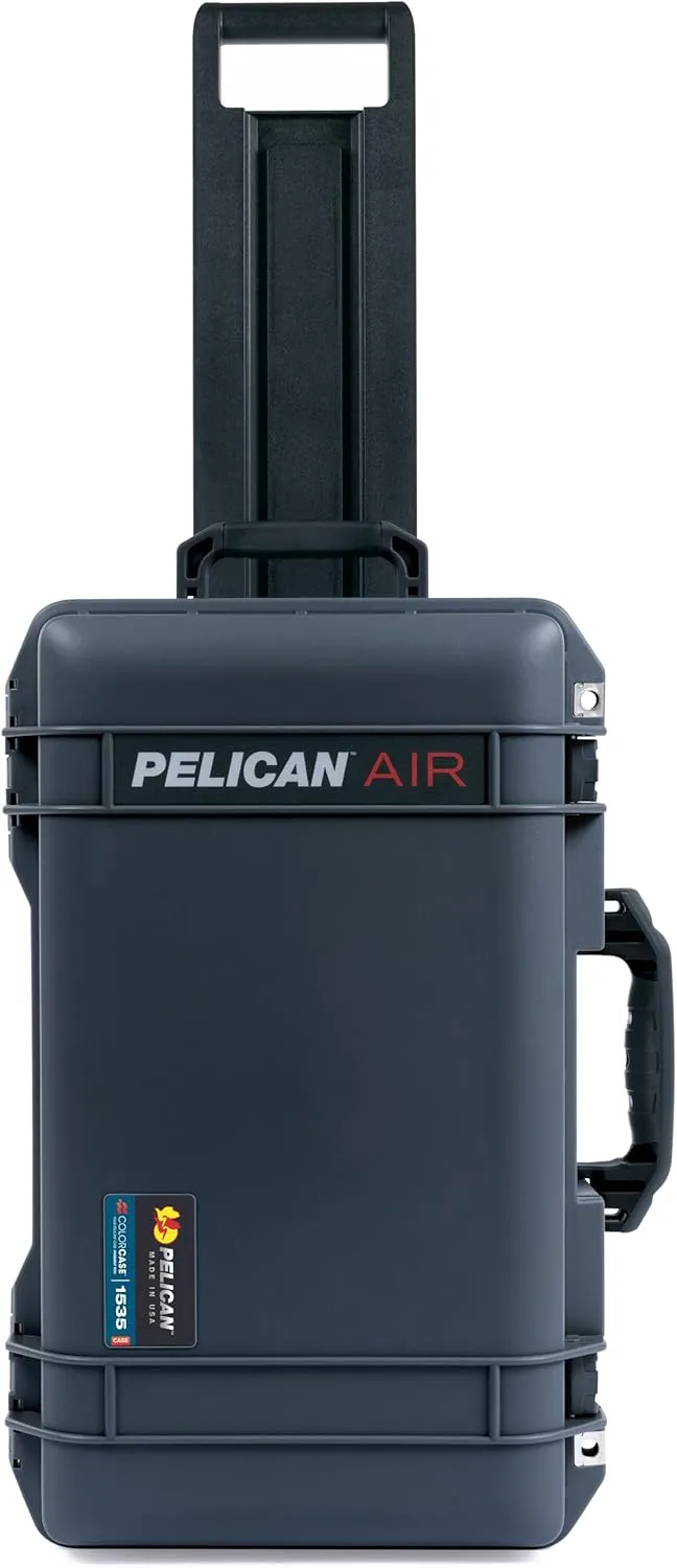 ColorCase Pelican Air 1535 Carry-on Case Graphite - Medium Size Waterproof Case with Mesh Lid Organizer Only - Black Handles & Latches