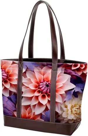 Colorful Petal Flowers-1035 Shoulder Purses for Women Large Soft Washed Leather Purses and Durable Handbags