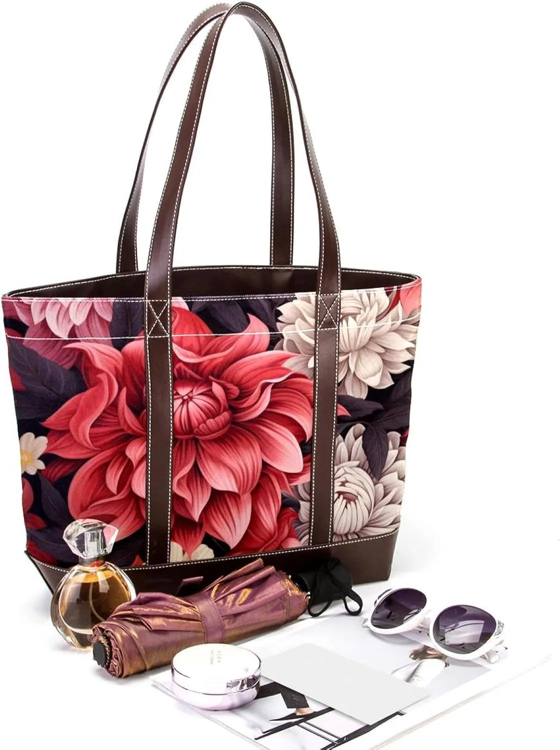 Colorful Petal Flowers-969 Shoulder Purses for Women Large Soft Washed Leather Purses and Durable Handbags