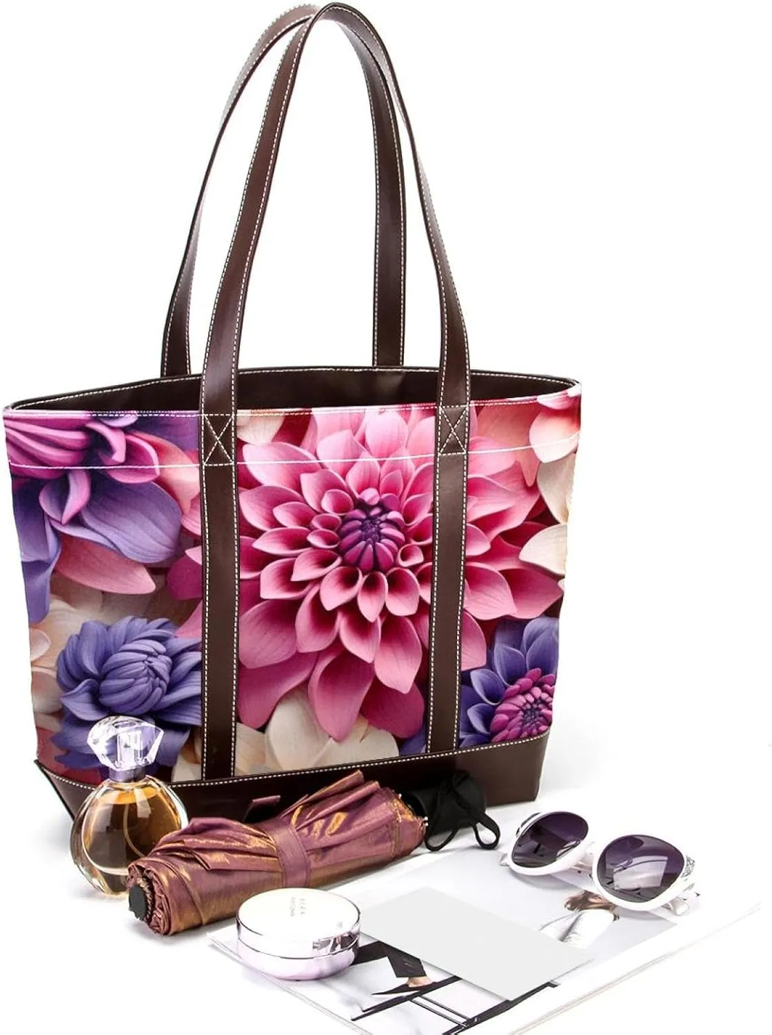 Colorful Petal Flowers-969 Shoulder Purses for Women Large Soft Washed Leather Purses and Durable Handbags