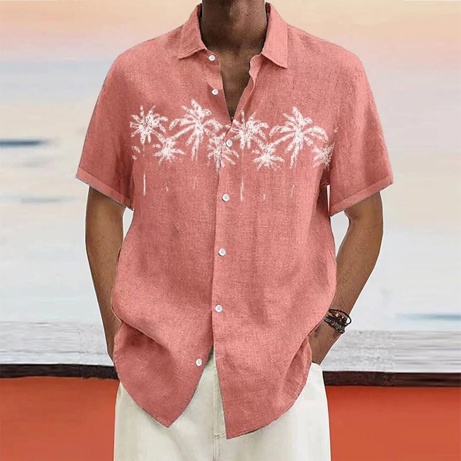 Comfortable T-Shirt Printing Buckle Lapel Short Sleeve Shirt Top Soft and Comfortable T-Shirts for Men Men's
